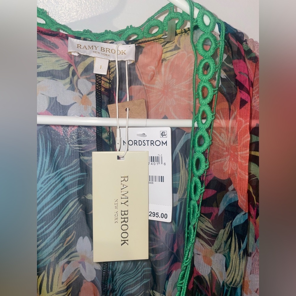 New! Ramy Brook Madge Multicolor Tropical Floral Swim Coverup Minidress 🌻 Large - Picture 15 of 16